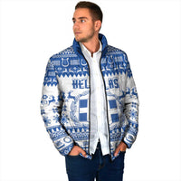 Personalized Christmas Greece Coat Of Arms Padded Jacket Hellas Kala Christougena - Wonder Print Shop