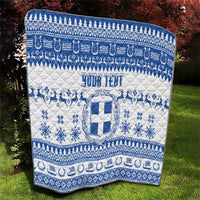 Personalized Christmas Greece Coat Of Arms Quilt Hellas Kala Christougena - Wonder Print Shop