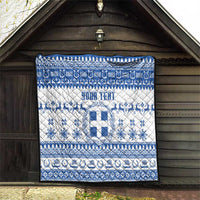 Personalized Christmas Greece Coat Of Arms Quilt Hellas Kala Christougena - Wonder Print Shop