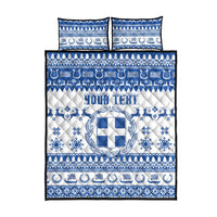 Personalized Christmas Greece Coat Of Arms Quilt Bed Set Hellas Kala Christougena - Wonder Print Shop