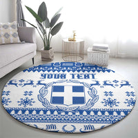 Personalized Christmas Greece Coat Of Arms Round Carpet Hellas Kala Christougena - Wonder Print Shop