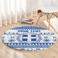 Personalized Christmas Greece Coat Of Arms Round Carpet Hellas Kala Christougena - Wonder Print Shop