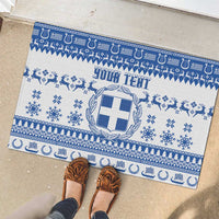 Personalized Christmas Greece Coat Of Arms Rubber Doormat Hellas Kala Christougena - Wonder Print Shop