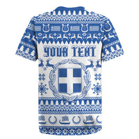 Personalized Christmas Greece Coat Of Arms Rugby Jersey Hellas Kala Christougena - Wonder Print Shop