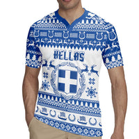 Personalized Christmas Greece Coat Of Arms Rugby Jersey Hellas Kala Christougena - Wonder Print Shop