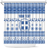 Personalized Christmas Greece Coat Of Arms Shower Curtain Hellas Kala Christougena - Wonder Print Shop