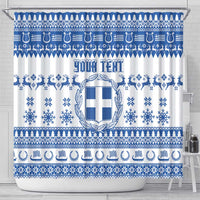 Personalized Christmas Greece Coat Of Arms Shower Curtain Hellas Kala Christougena - Wonder Print Shop