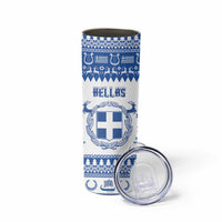 Personalized Christmas Greece Coat Of Arms Skinny Tumbler Hellas Kala Christougena - Wonder Print Shop