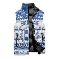 Personalized Christmas Greece Coat Of Arms Sleeveless Puffer Jacket Hellas Kala Christougena - Wonder Print Shop