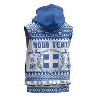 Personalized Christmas Greece Coat Of Arms Sleeveless Zip Hoodie Hellas Kala Christougena - Wonder Print Shop