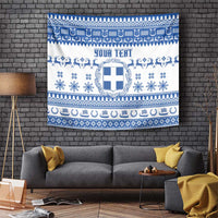 Personalized Christmas Greece Coat Of Arms Tapestry Hellas Kala Christougena - Wonder Print Shop