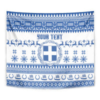 Personalized Christmas Greece Coat Of Arms Tapestry Hellas Kala Christougena - Wonder Print Shop