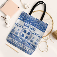 Personalized Christmas Greece Coat Of Arms Tote Bag Hellas Kala Christougena - Wonder Print Shop