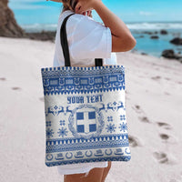 Personalized Christmas Greece Coat Of Arms Tote Bag Hellas Kala Christougena - Wonder Print Shop