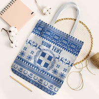 Personalized Christmas Greece Coat Of Arms Tote Bag Hellas Kala Christougena - Wonder Print Shop
