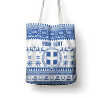 Personalized Christmas Greece Coat Of Arms Tote Bag Hellas Kala Christougena - Wonder Print Shop