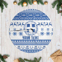 Personalized Christmas Greece Coat Of Arms Tree Skirt Hellas Kala Christougena - Wonder Print Shop