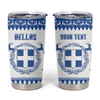 Personalized Christmas Greece Coat Of Arms Tumbler Cup Hellas Kala Christougena - Wonder Print Shop