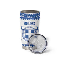 Personalized Christmas Greece Coat Of Arms Tumbler Cup Hellas Kala Christougena - Wonder Print Shop
