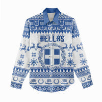 Personalized Christmas Greece Coat Of Arms Women Casual Shirt Hellas Kala Christougena - Wonder Print Shop