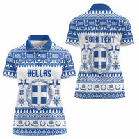 Personalized Christmas Greece Coat Of Arms Women Polo Shirt Hellas Kala Christougena - Wonder Print Shop