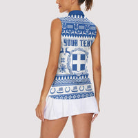 Personalized Christmas Greece Coat Of Arms Women Sleeveless Polo Shirt Hellas Kala Christougena - Wonder Print Shop