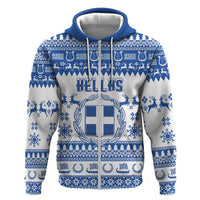 Personalized Christmas Greece Coat Of Arms Zip Hoodie Hellas Kala Christougena - Wonder Print Shop
