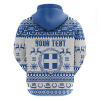 Personalized Christmas Greece Coat Of Arms Zip Hoodie Hellas Kala Christougena - Wonder Print Shop