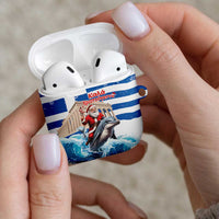 Greece Christmas AirPods Case Santa Claus Riding Dolphin - Wonder Print Shop