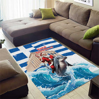 Greece Christmas Area Rug Santa Claus Riding Dolphin - Wonder Print Shop