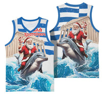 Greece Christmas Basketball Jersey Santa Claus Riding Dolphin - Wonder Print Shop