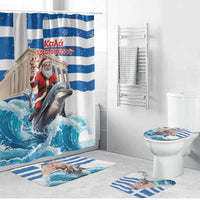 Greece Christmas Bathroom Set Santa Claus Riding Dolphin - Wonder Print Shop