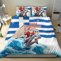 Greece Christmas Bedding Set Santa Claus Riding Dolphin - Wonder Print Shop
