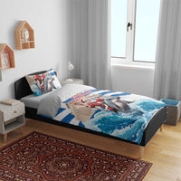 Greece Christmas Bedding Set Santa Claus Riding Dolphin - Wonder Print Shop