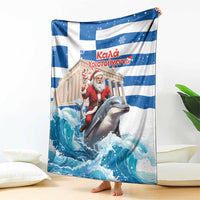 Greece Christmas Blanket Santa Claus Riding Dolphin - Wonder Print Shop