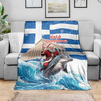 Greece Christmas Blanket Santa Claus Riding Dolphin - Wonder Print Shop