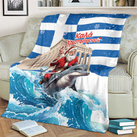 Greece Christmas Blanket Santa Claus Riding Dolphin - Wonder Print Shop