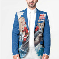 Greece Christmas Blazer Santa Claus Riding Dolphin - Wonder Print Shop