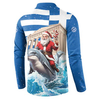 Greece Christmas Button Sweatshirt Santa Claus Riding Dolphin - Wonder Print Shop