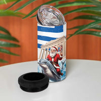 Greece Christmas 4 in 1 Can Cooler Tumbler Santa Claus Riding Dolphin - Wonder Print Shop