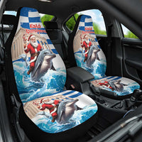 Greece Christmas Car Seat Cover Santa Claus Riding Dolphin - Wonder Print Shop