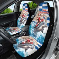 Greece Christmas Car Seat Cover Santa Claus Riding Dolphin - Wonder Print Shop