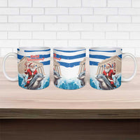 Greece Christmas Ceramic Mug Santa Claus Riding Dolphin - Wonder Print Shop