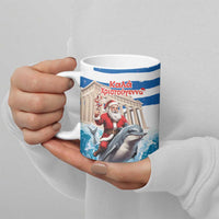 Greece Christmas Ceramic Mug Santa Claus Riding Dolphin - Wonder Print Shop