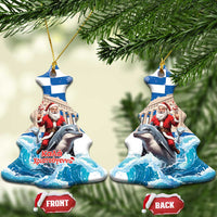 Greece Christmas Ceramic Ornament Santa Claus Riding Dolphin - Wonder Print Shop