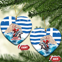 Greece Christmas Ceramic Ornament Santa Claus Riding Dolphin - Wonder Print Shop