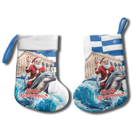 Greece Christmas Stocking Santa Claus Riding Dolphin - Wonder Print Shop