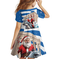 Greece Christmas Family Matching Summer Maxi Dress and Hawaiian Shirt Santa Claus Riding Dolphin - Wonder Print Shop