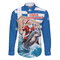 Greece Christmas Family Matching Summer Maxi Dress and Hawaiian Shirt Santa Claus Riding Dolphin - Wonder Print Shop