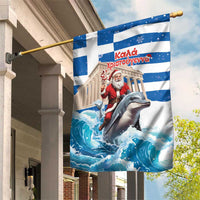 Greece Christmas Garden Flag Santa Claus Riding Dolphin - Wonder Print Shop